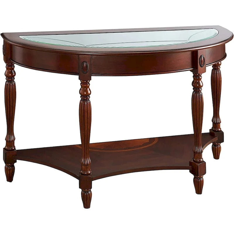 Solid Wood & Tempered Glass Living Room Table