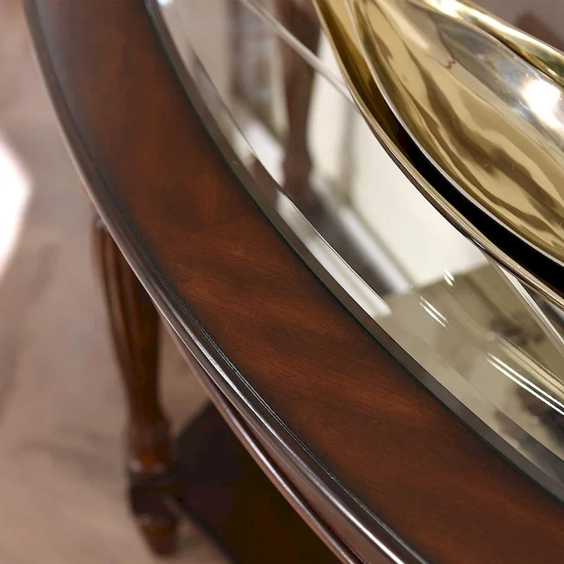 Solid Wood & Tempered Glass Living Room Table