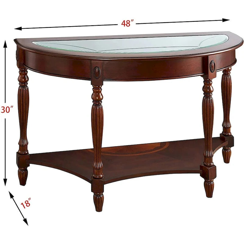 Solid Wood & Tempered Glass Living Room Table
