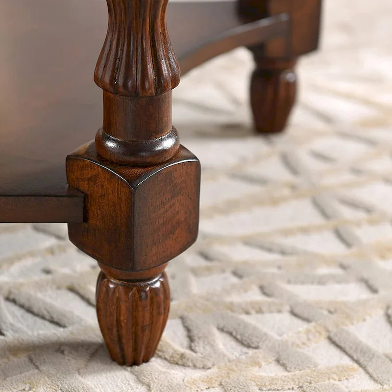 Solid Wood & Tempered Glass Living Room Table