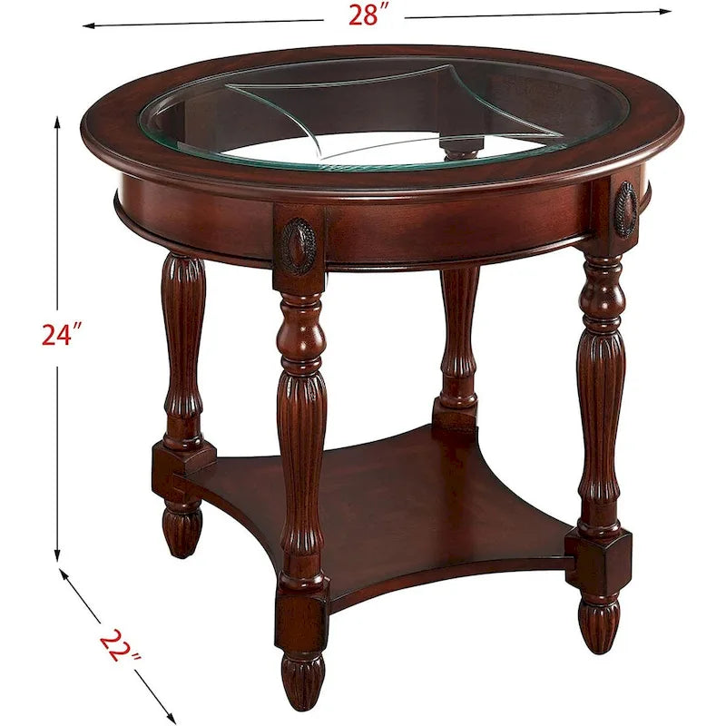 Solid Wood & Tempered Glass Living Room Table
