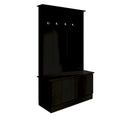Entryway Hall Tree with Bench, Double Hooks & Cabinet Doors