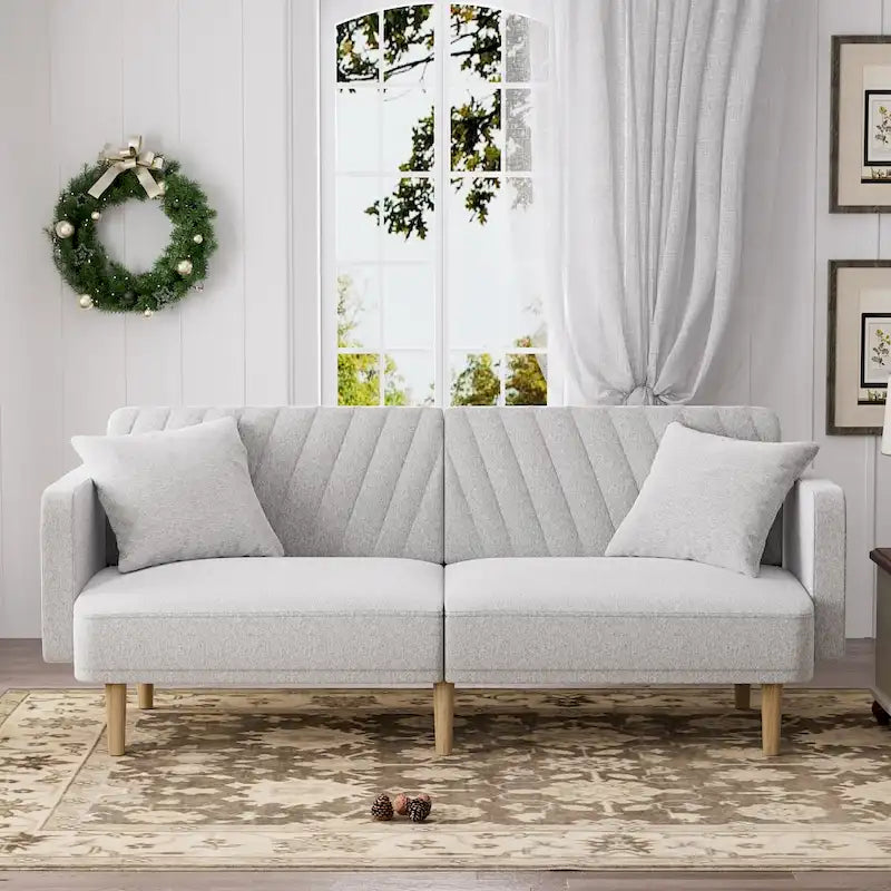 3-Seat Convertible Futon Sofa Bed with Adjustable Backrest