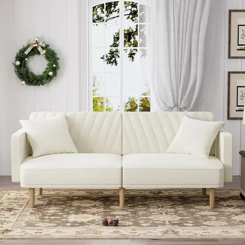 3-Seat Convertible Futon Sofa Bed with Adjustable Backrest