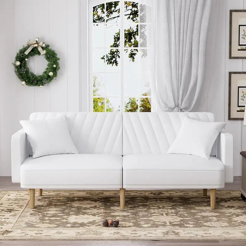 3-Seat Convertible Futon Sofa Bed with Adjustable Backrest