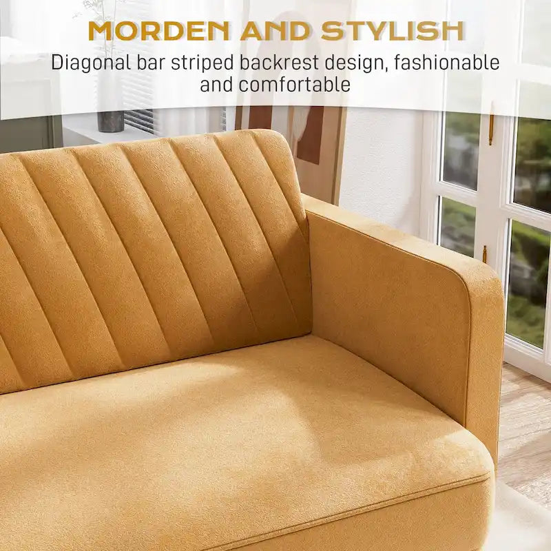3-Seat Convertible Futon Sofa Bed with Adjustable Backrest