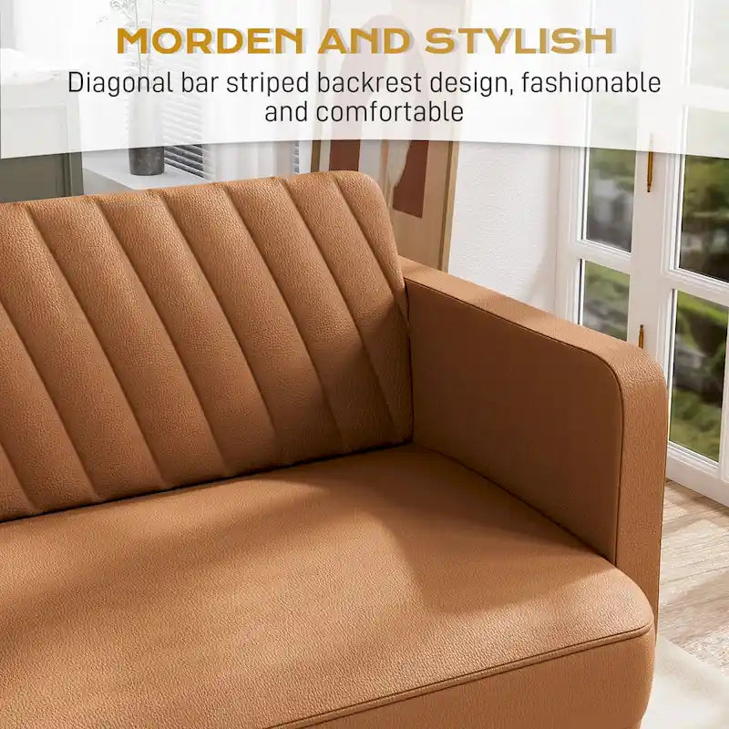 3-Seat Convertible Futon Sofa Bed with Adjustable Backrest