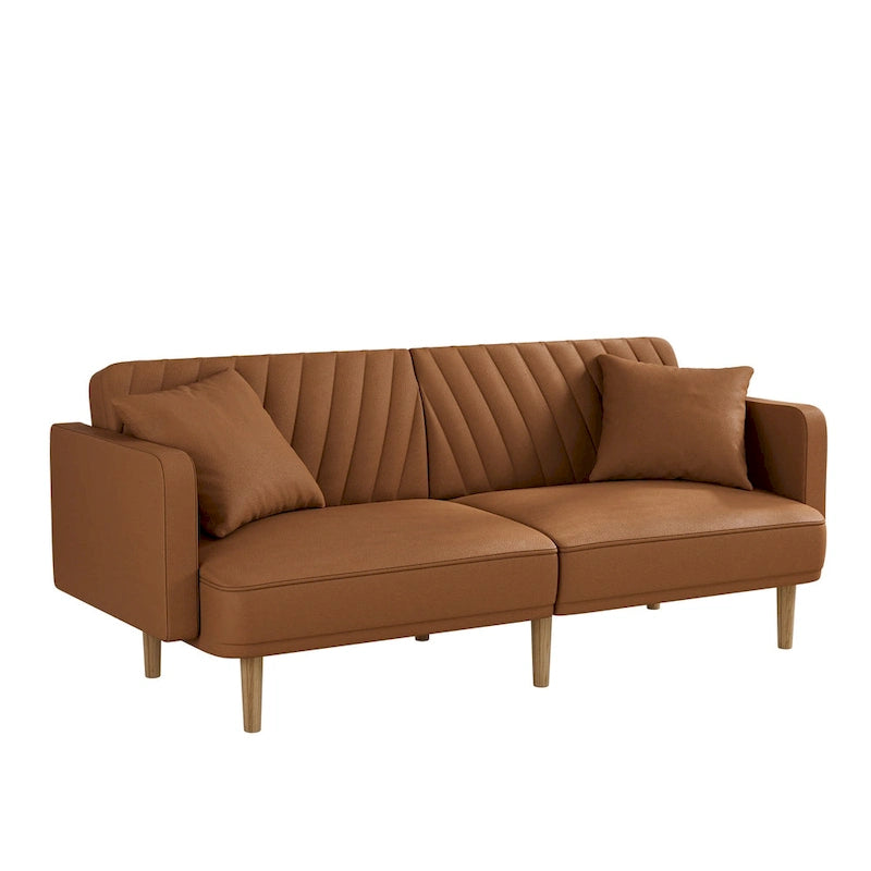 3-Seat Convertible Futon Sofa Bed with Adjustable Backrest
