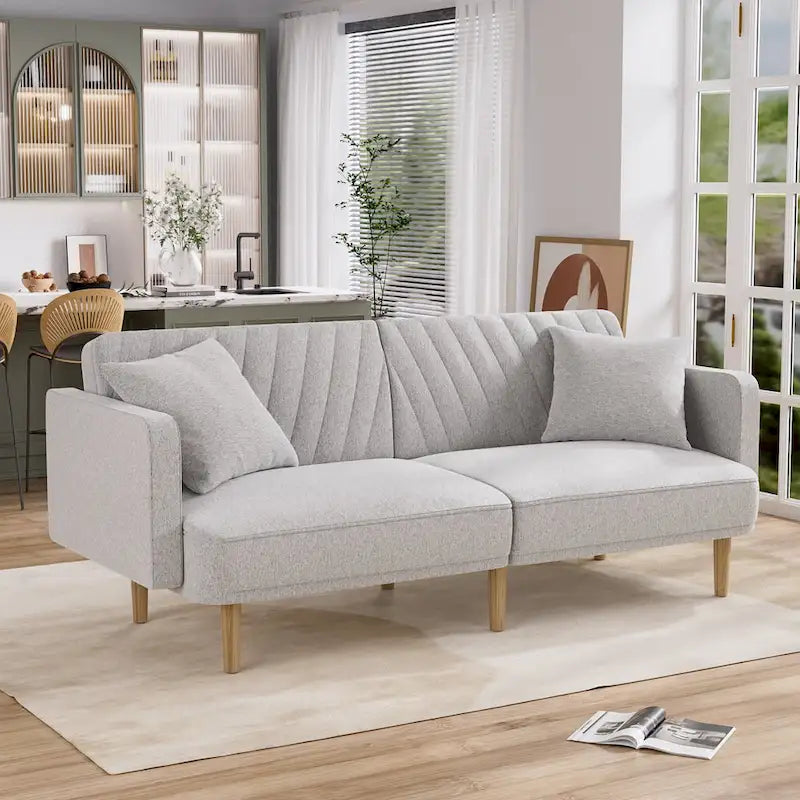 3-Seat Convertible Futon Sofa Bed with Adjustable Backrest