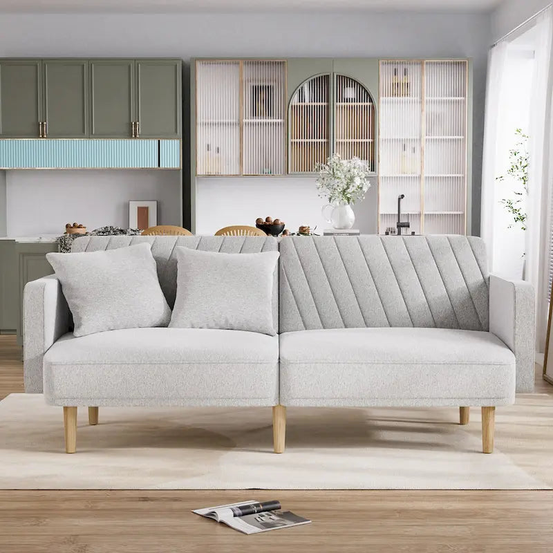3-Seat Convertible Futon Sofa Bed with Adjustable Backrest
