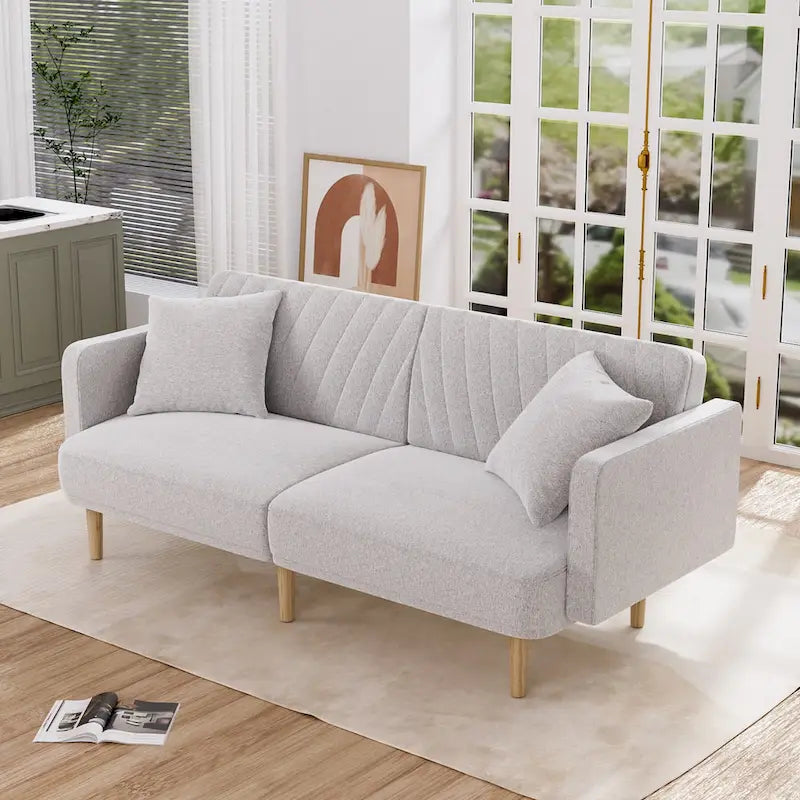 3-Seat Convertible Futon Sofa Bed with Adjustable Backrest