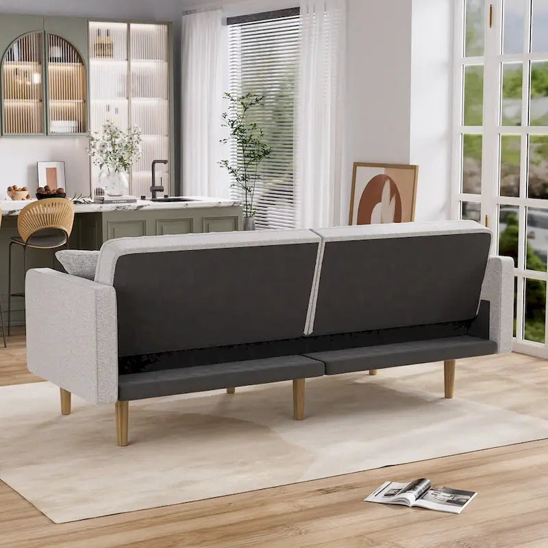 3-Seat Convertible Futon Sofa Bed with Adjustable Backrest