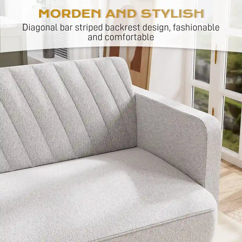 3-Seat Convertible Futon Sofa Bed with Adjustable Backrest