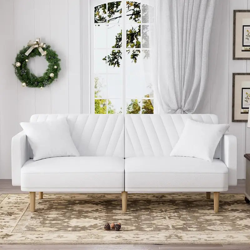 3-Seat Convertible Futon Sofa Bed with Adjustable Backrest