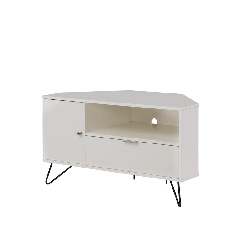 Mid-Century Modern Corner TV Console, Fits up to 42" TVs