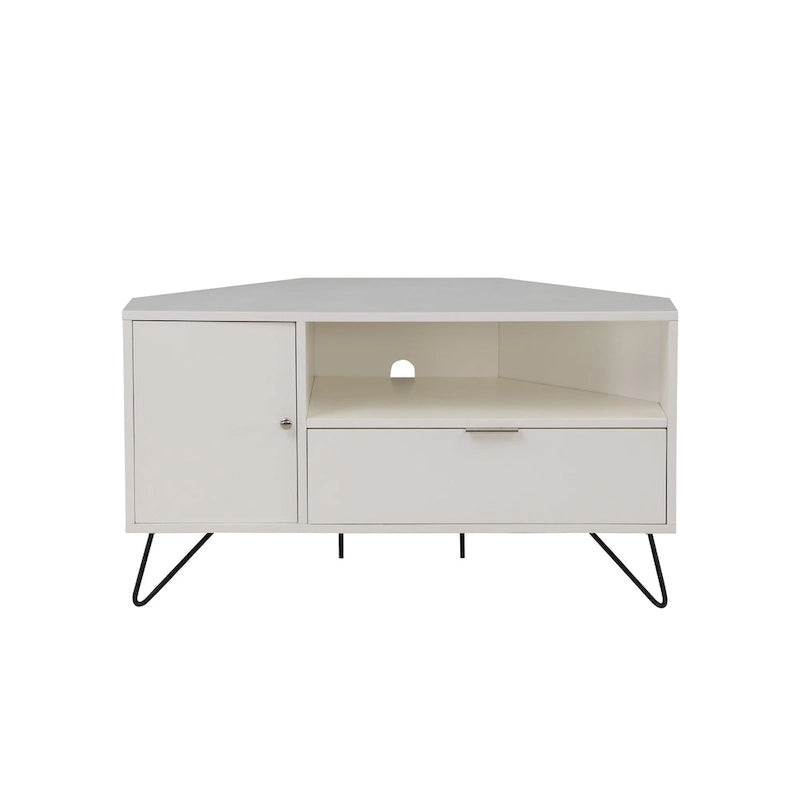 Mid-Century Modern Corner TV Console, Fits up to 42" TVs