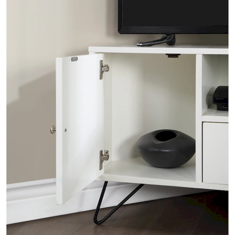 Mid-Century Modern Corner TV Console, Fits up to 42" TVs