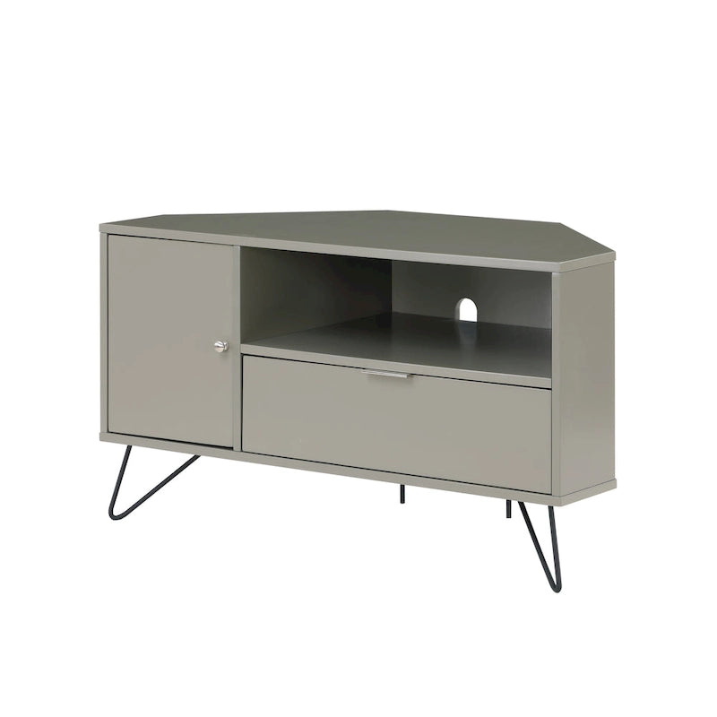 Mid-Century Modern Corner TV Console, Fits up to 42" TVs