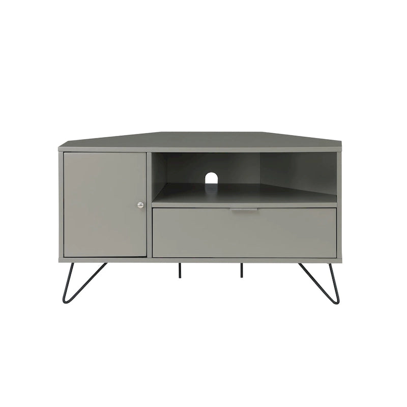 Mid-Century Modern Corner TV Console, Fits up to 42" TVs