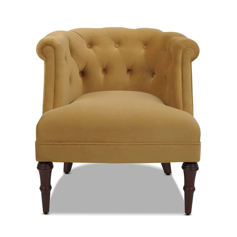 Mid-Century Accent Chair with Rolled Arms & Button Tufting