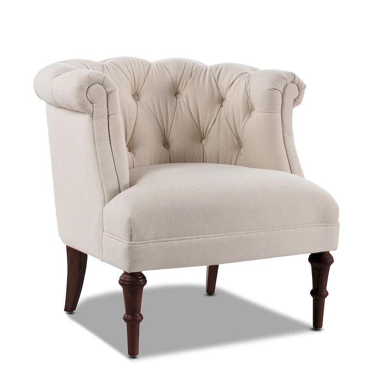 Mid-Century Accent Chair with Rolled Arms & Button Tufting