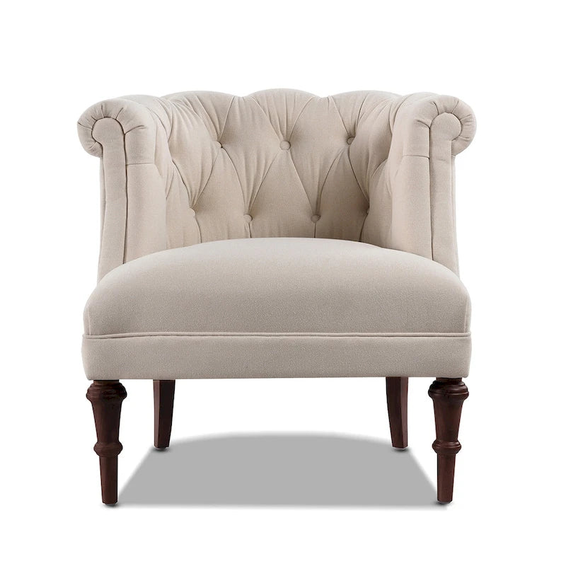 Mid-Century Accent Chair with Rolled Arms & Button Tufting