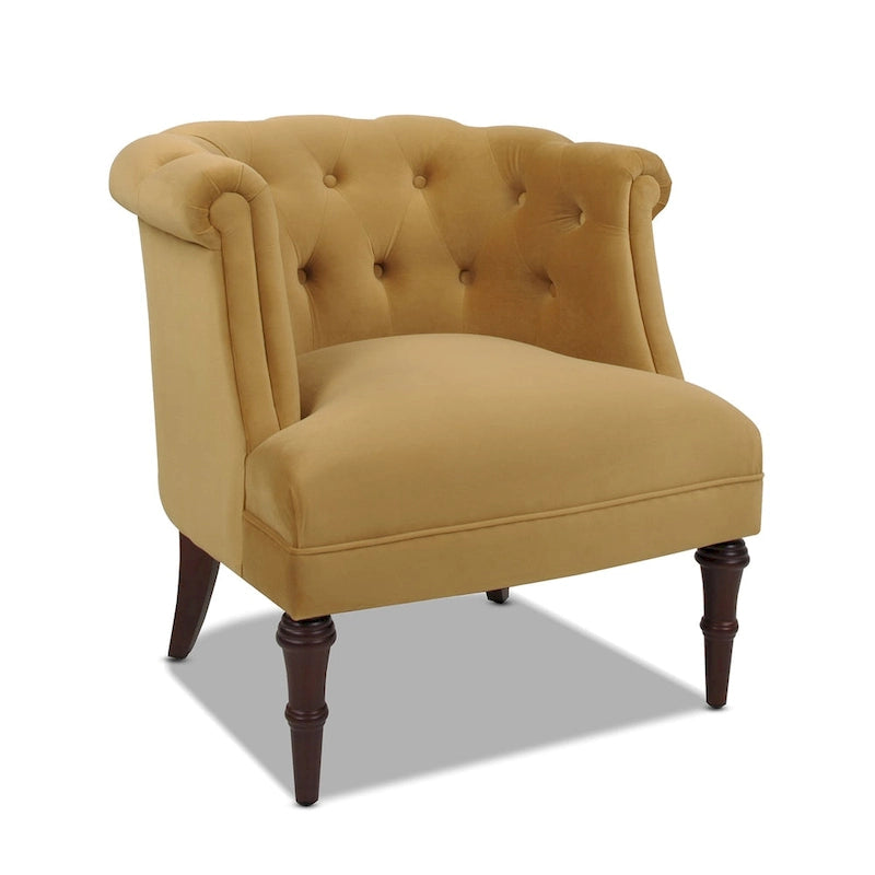 Mid-Century Accent Chair with Rolled Arms & Button Tufting