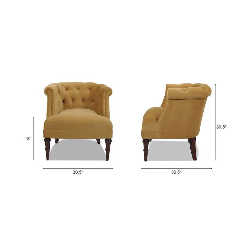 Mid-Century Accent Chair with Rolled Arms & Button Tufting