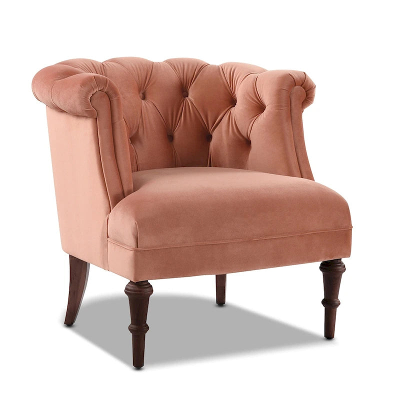 Mid-Century Accent Chair with Rolled Arms & Button Tufting