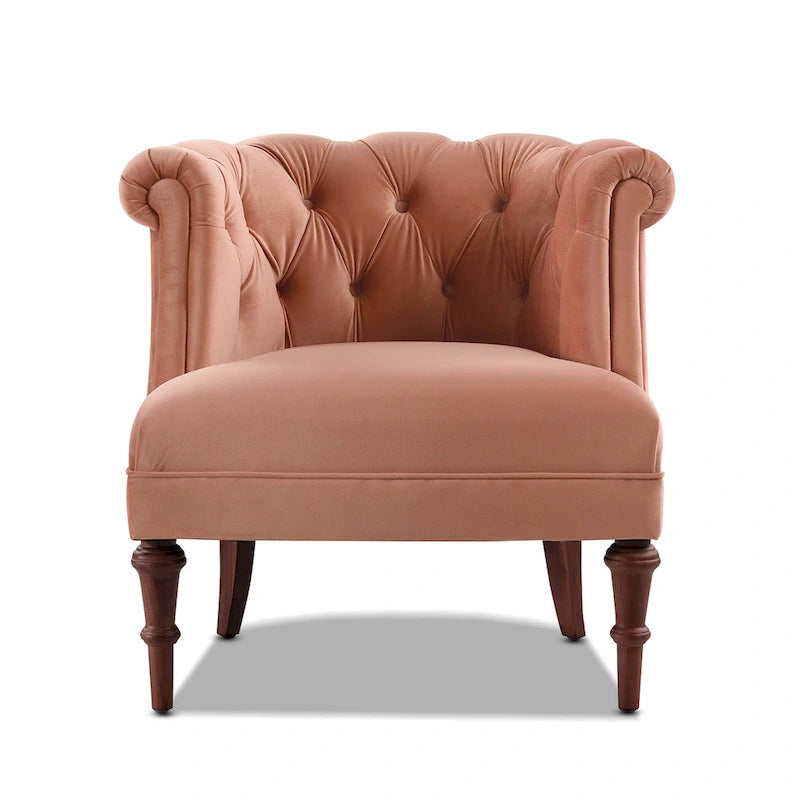 Mid-Century Accent Chair with Rolled Arms & Button Tufting