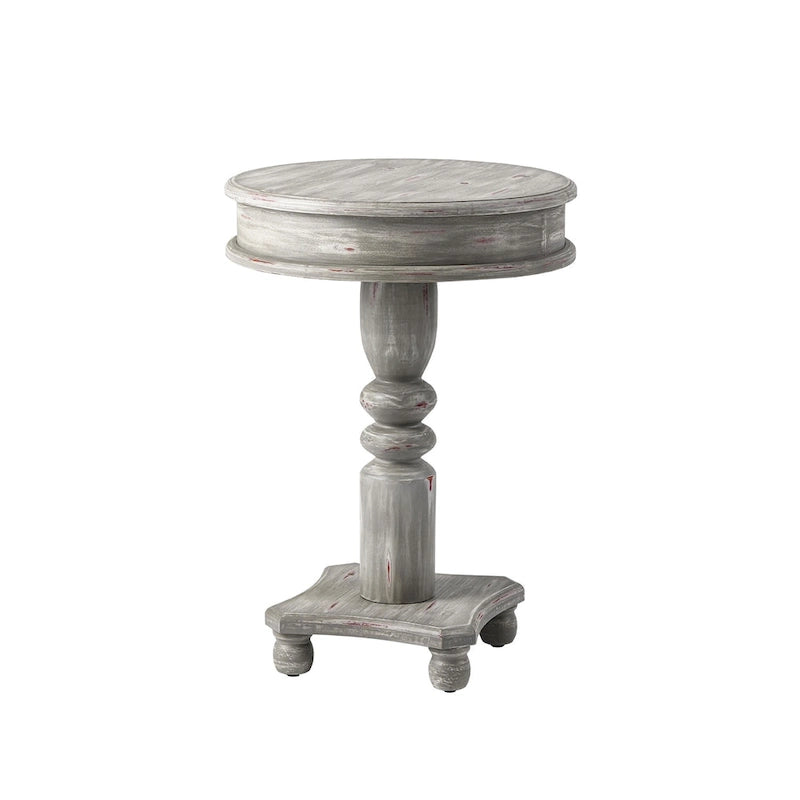 Farmhouse Round Pedestal Accent Side Table