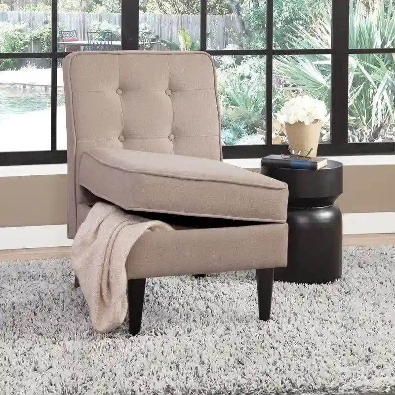 Button Tufted Accent Chair with Hidden Under-Seat Storage