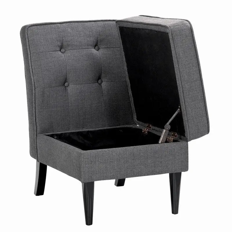 Button Tufted Accent Chair with Hidden Under-Seat Storage