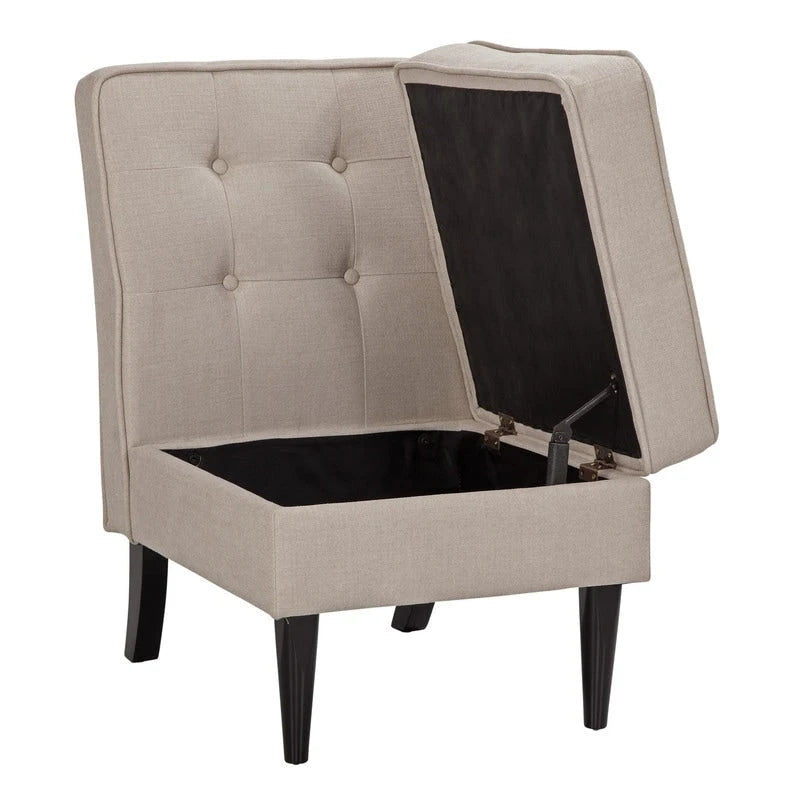 Button Tufted Accent Chair with Hidden Under-Seat Storage