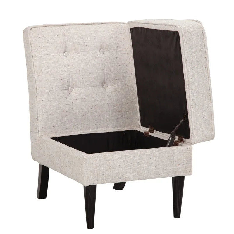 Button Tufted Accent Chair with Hidden Under-Seat Storage