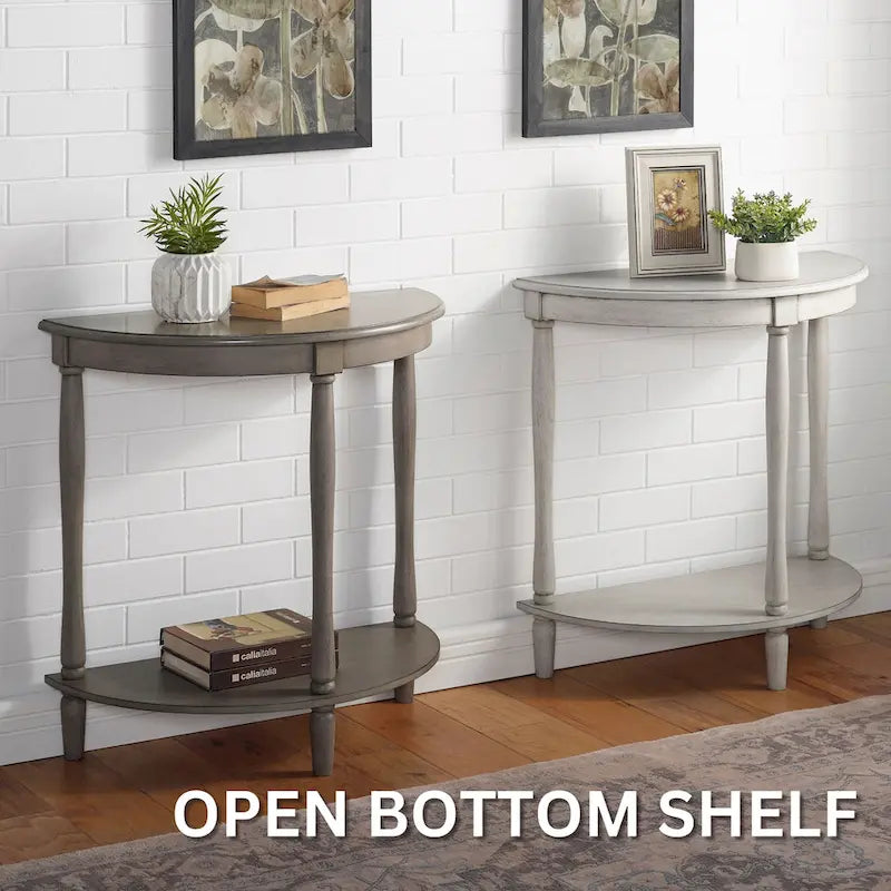 Half-Moon Entryway Console Table with Lower Shelf