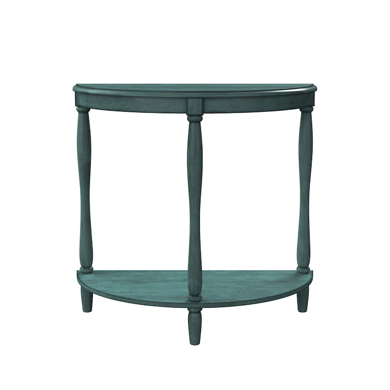 Half-Moon Entryway Console Table with Lower Shelf