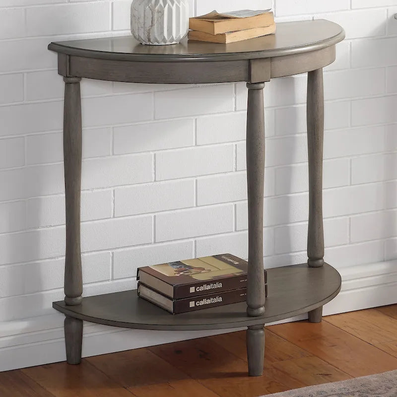 Half-Moon Entryway Console Table with Lower Shelf
