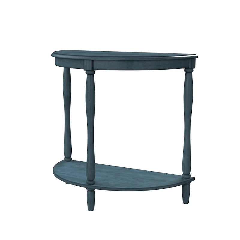Half-Moon Entryway Console Table with Lower Shelf