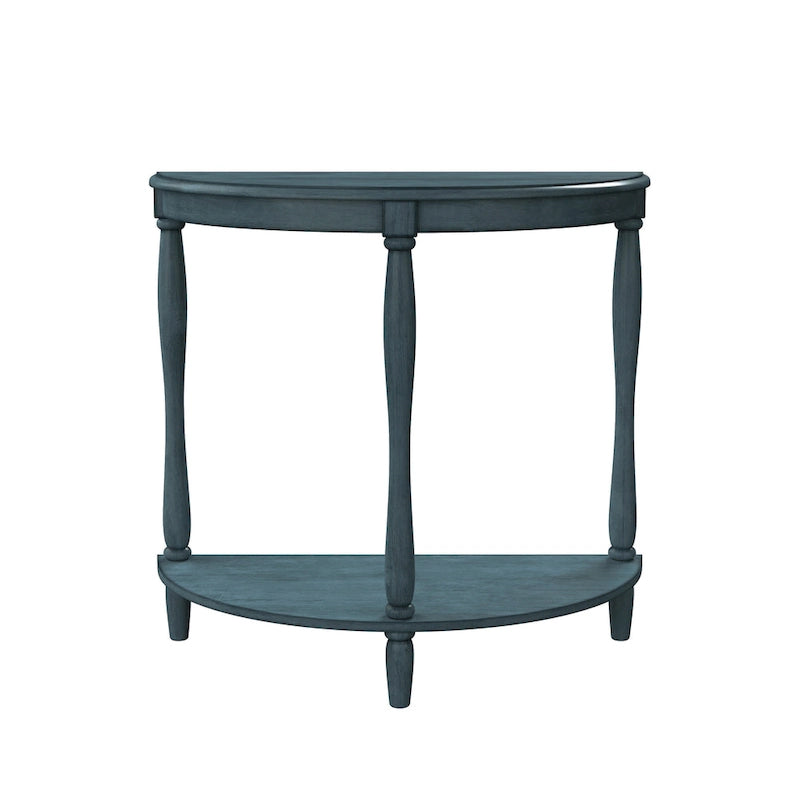 Half-Moon Entryway Console Table with Lower Shelf