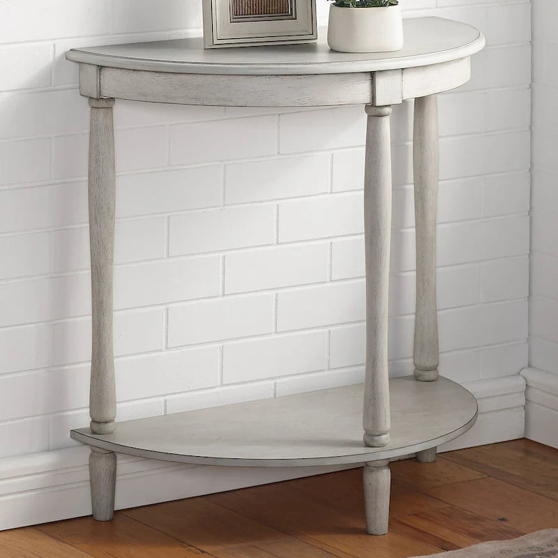 Half-Moon Entryway Console Table with Lower Shelf