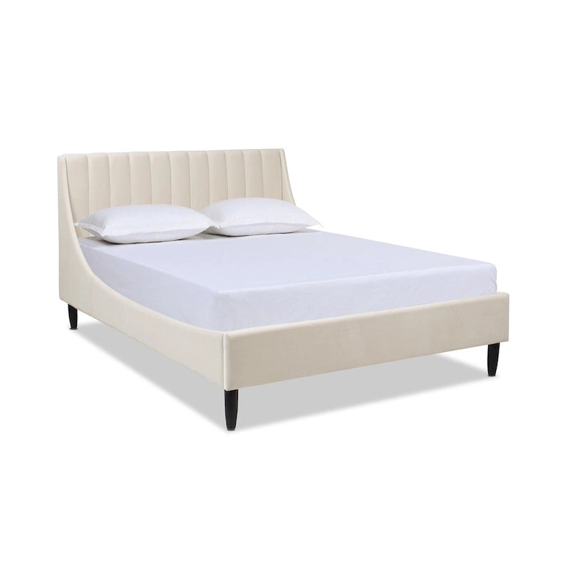 Channel Tufted Wingback Upholstered Platform Bed
