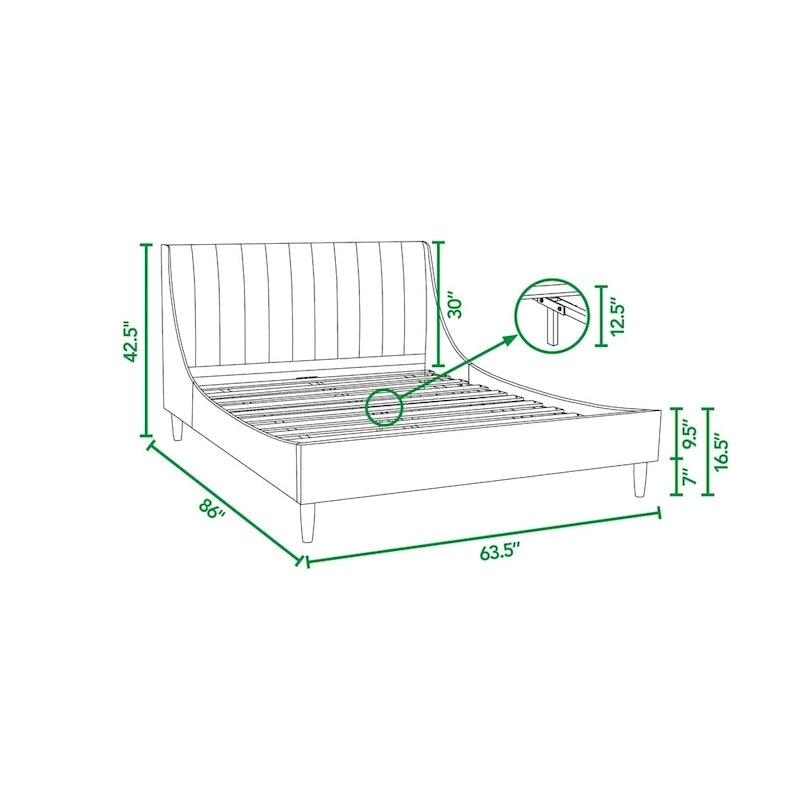 Channel Tufted Wingback Upholstered Platform Bed