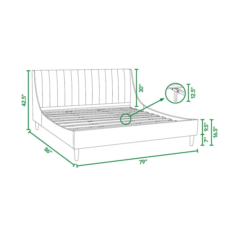 Channel Tufted Wingback Upholstered Platform Bed