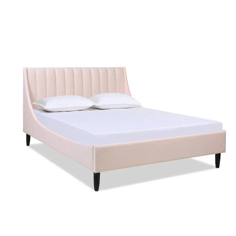 Channel Tufted Wingback Upholstered Platform Bed