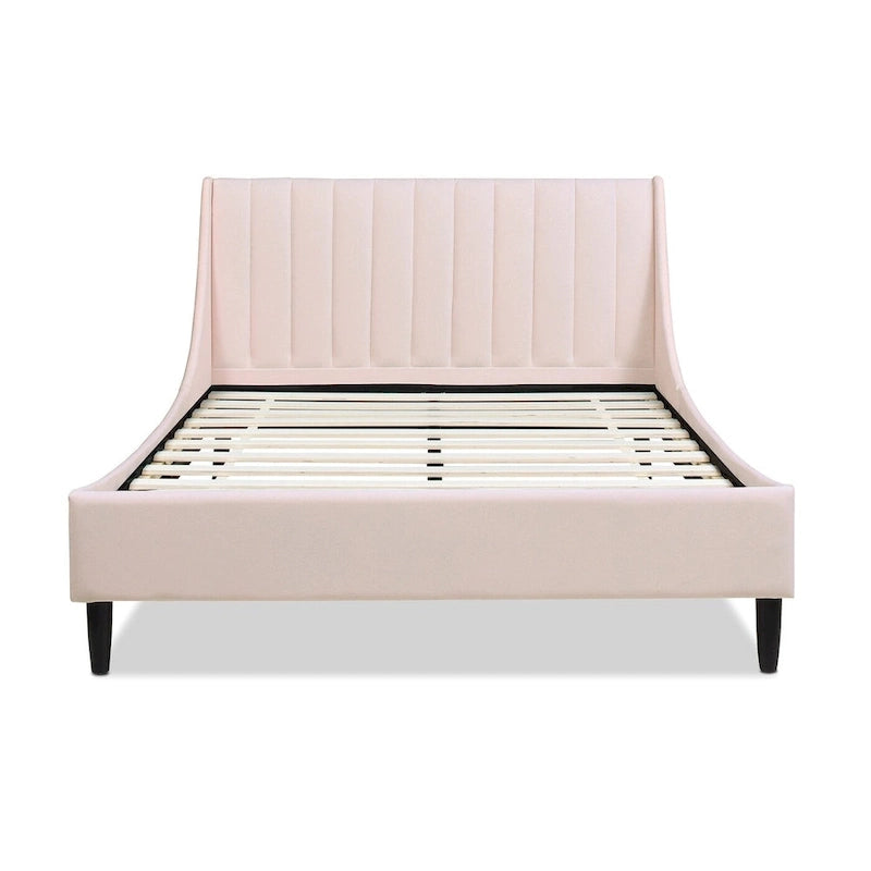 Channel Tufted Wingback Upholstered Platform Bed