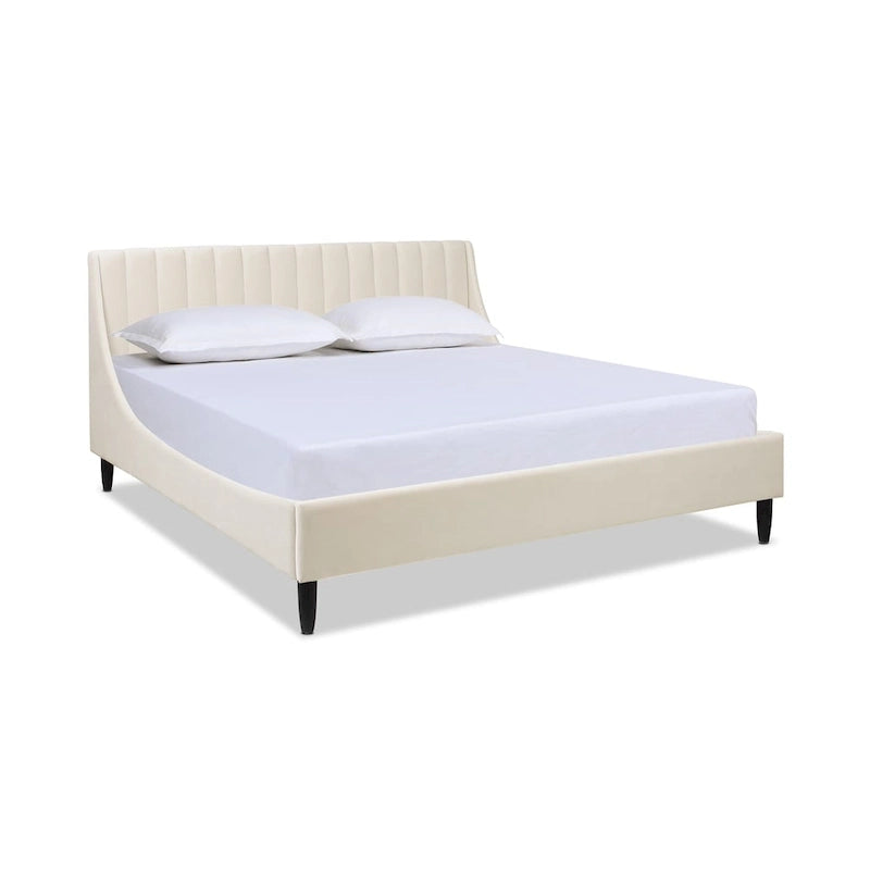 Channel Tufted Wingback Upholstered Platform Bed