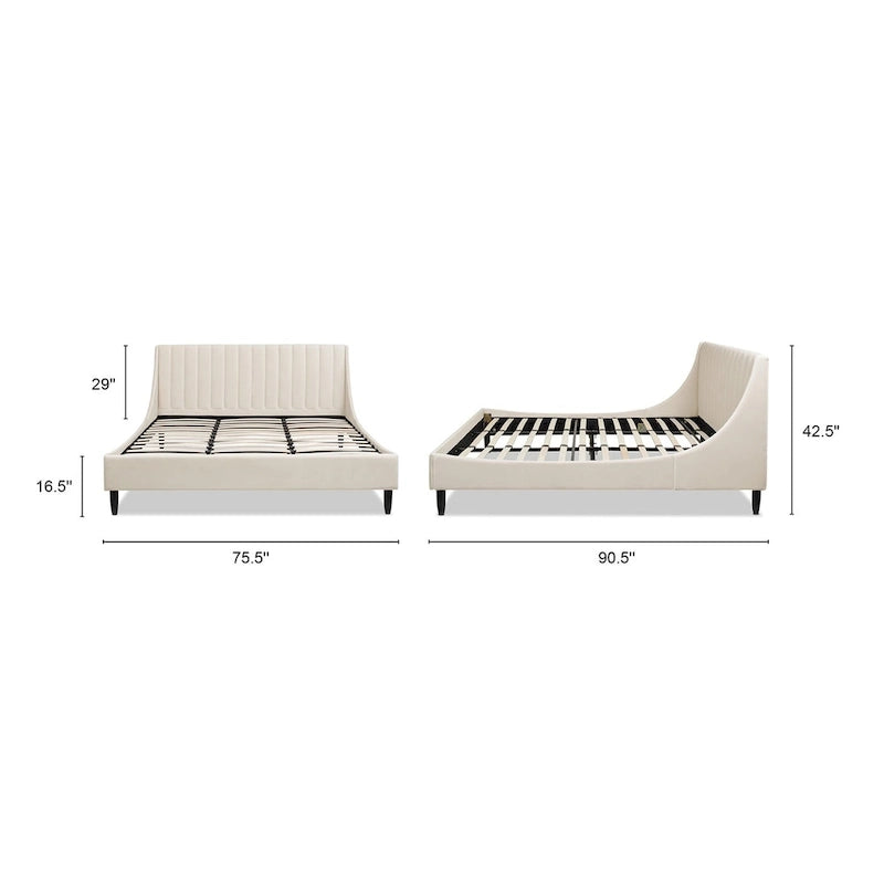 Channel Tufted Wingback Upholstered Platform Bed