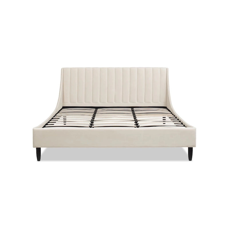 Channel Tufted Wingback Upholstered Platform Bed