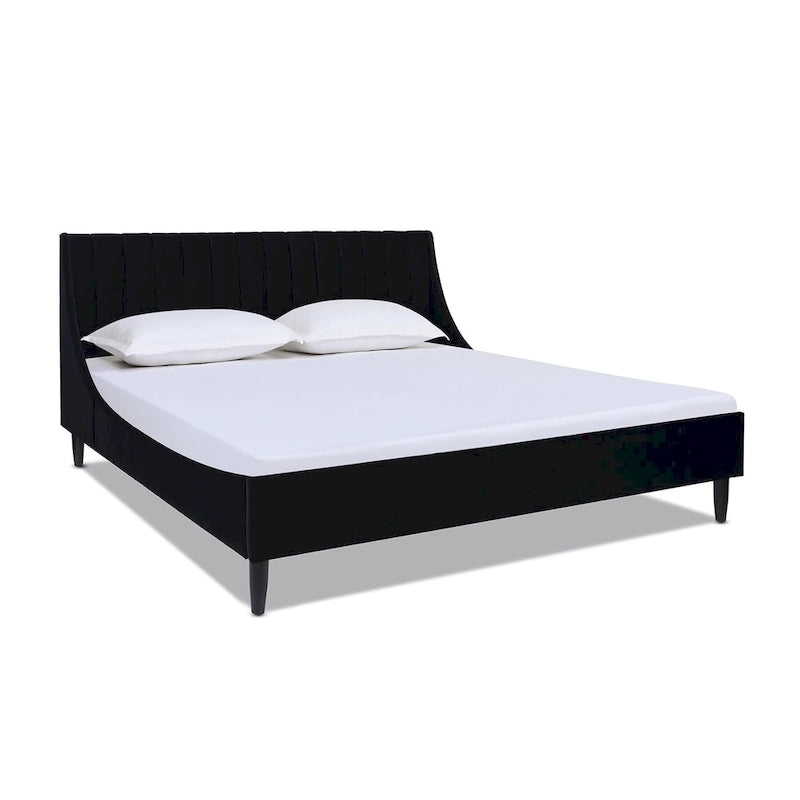 Channel Tufted Wingback Upholstered Platform Bed